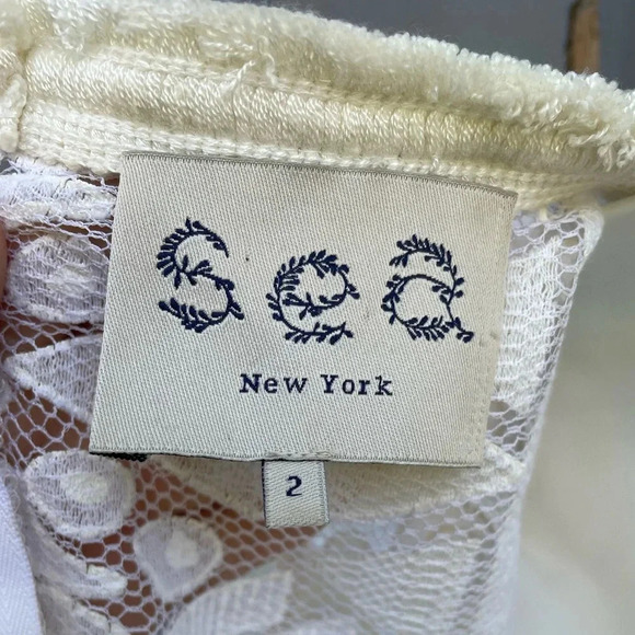 Sea NY Lace Peplum Top, ecru, sz 2 - Picture 9 of 9